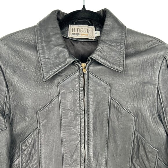 Hideout Vintage Womens Leather Jacket Moto Apparel Black Size 36 - Picture 3 of 16